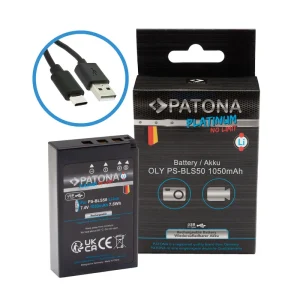 Acumulator Olympus BLS5 BLS-5 E-P3 E-PL2 PEN E-PL3 E-PM PATONA Platinum cu USB-C Input 11415