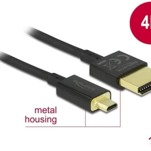 Cablu HDMI la micro HDMI-D T-T 3D 4K 1m Slim Premium, Delock