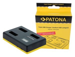 Incarcator acumulatori triplu Patona pentru Canon NB-12L NB-13L PowerShot G5 X G5X G7 X G7 X Mark II G7X G9 X G9X 1710