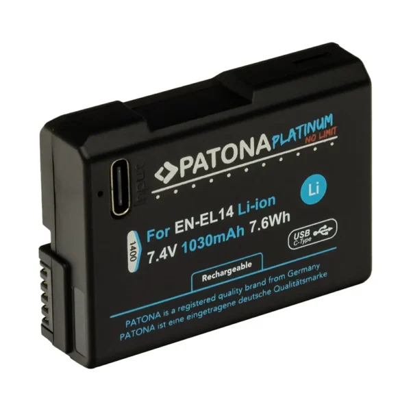 Acumulator Nikon EN-EL14 PATONA Platinum cu USB-C 1400