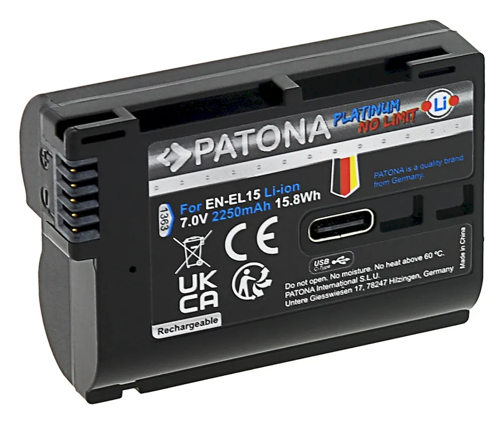 Acumulator Patona Platinum tip Nikon 1 V1 EN-EL15 EN-EL15B EN-EL15C ENEL 15 D7000 D800 D600 Z6 Z7 cu USB-C 1363