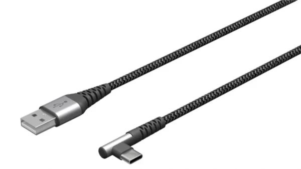 Cablu USB-A 2.0 la USB type C unghi 90 grade 60W T-T 2m, Goobay G64657