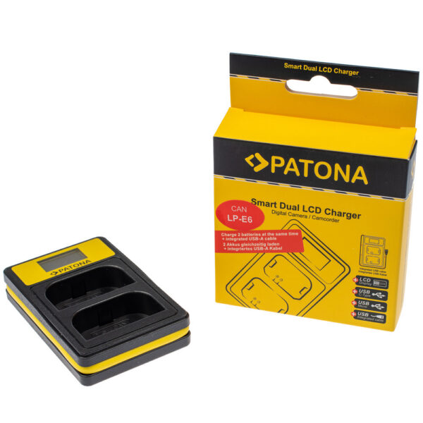 Incarcator acumulatori dublu Patona Smart Dual LCD USB Canon LP-E6