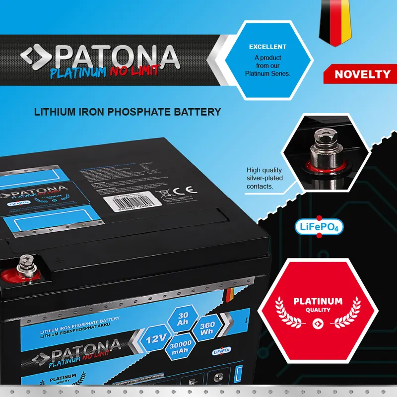 Acumulator PATONA Platinum LiFePO4 Battery 12V 30Ah 360Wh 30.000mAh 6414