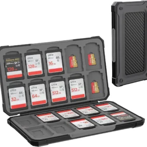 Cutie protectie carduri (20 SD + 20 MicroSD) cu inchidere magnetica negru-carbon