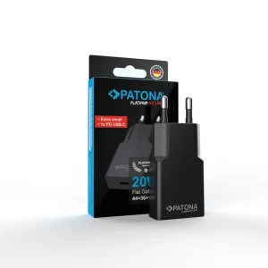 Incarcator USB-C PATONA Platinum GaN PD20W negru 1x USB-C PD3.0 QC3.0