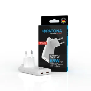 Incarcator USB-C PATONA Platinum GaN PD65W alb 2x USB-C PD3.0 QC3.0 2595