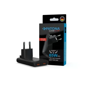 Incarcator USB-C PATONA Platinum GaN PD65W negru 2x USB-C PD3.0 QC3.0 2596