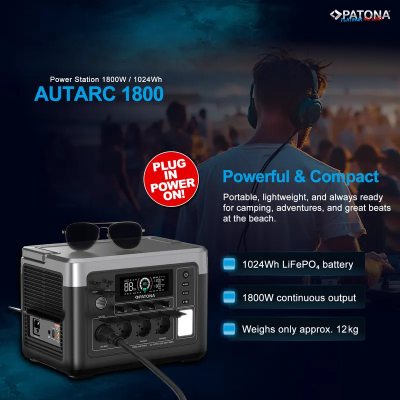 Powerstation Patona PATONA Platinum Autarc 1800 4x AC1800W 1024Wh USB-C ...